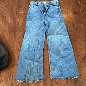 MOTHER lasso sneak Wide-Leg Denim Jeans in Medium Blue